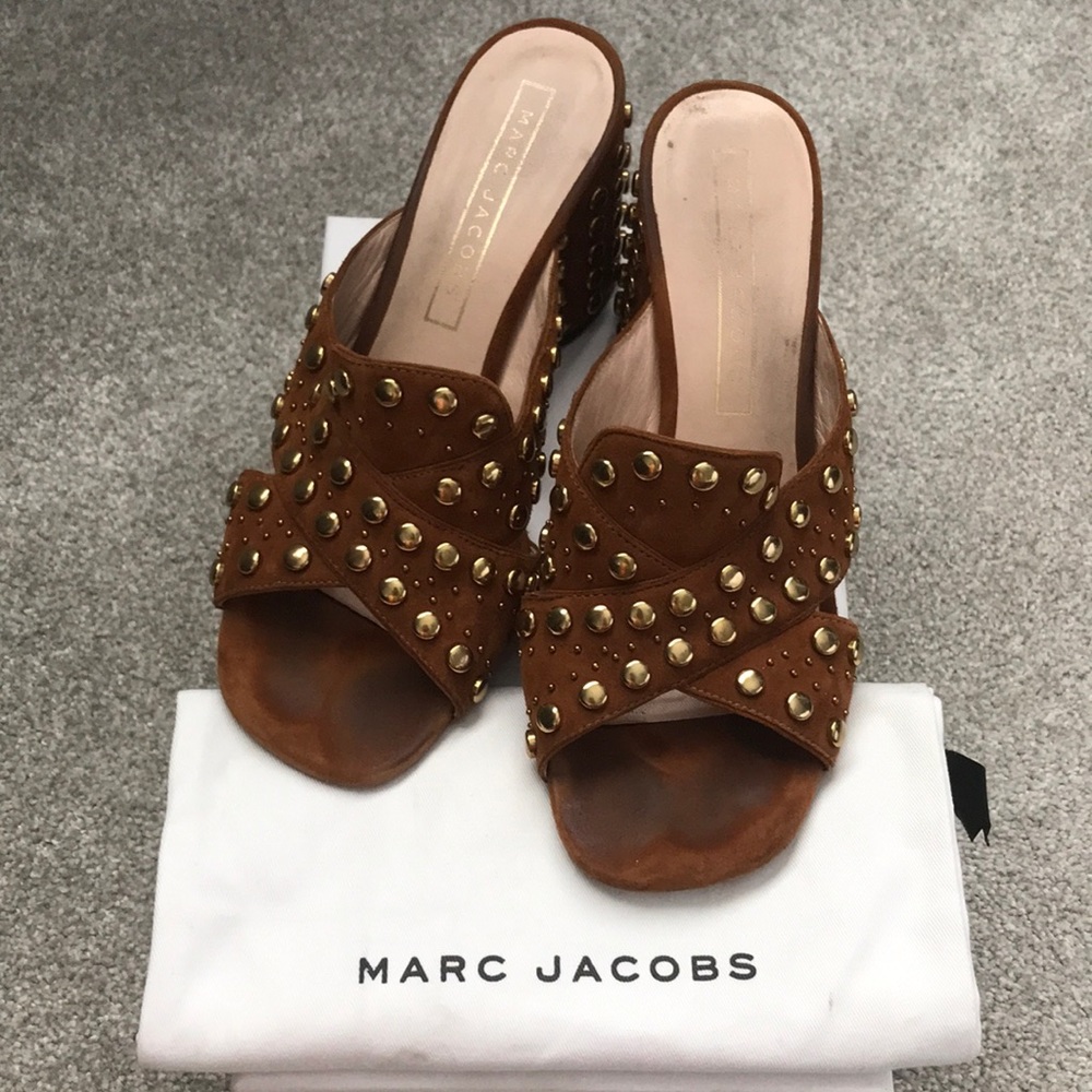 Marc Jacobs Brown Suede Studded Mules
